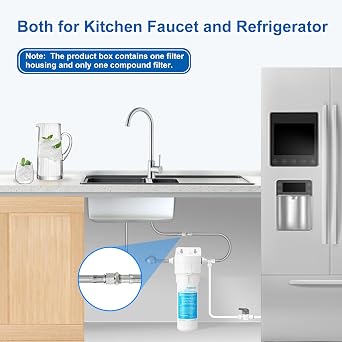 Under Sink Water Filter System - Under Counter Water Filter for Kitchen Faucet,Refrigerator and Ice Maker,10 Replacement Filter(Lower Cost),Highly Effective Reduces Rust,Sand,Chlorine,Bad Taste&Odor