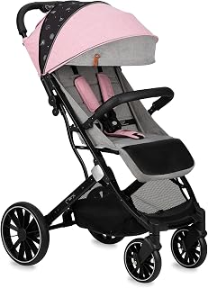 MoMi ESTELLE LIGHT PLUS a partir de los 6 meses (hasta 22 kg), silla de paseo plegable con arnés de 5 puntos, cesta de la compra, barra telescópica, se mantiene de pie plegada