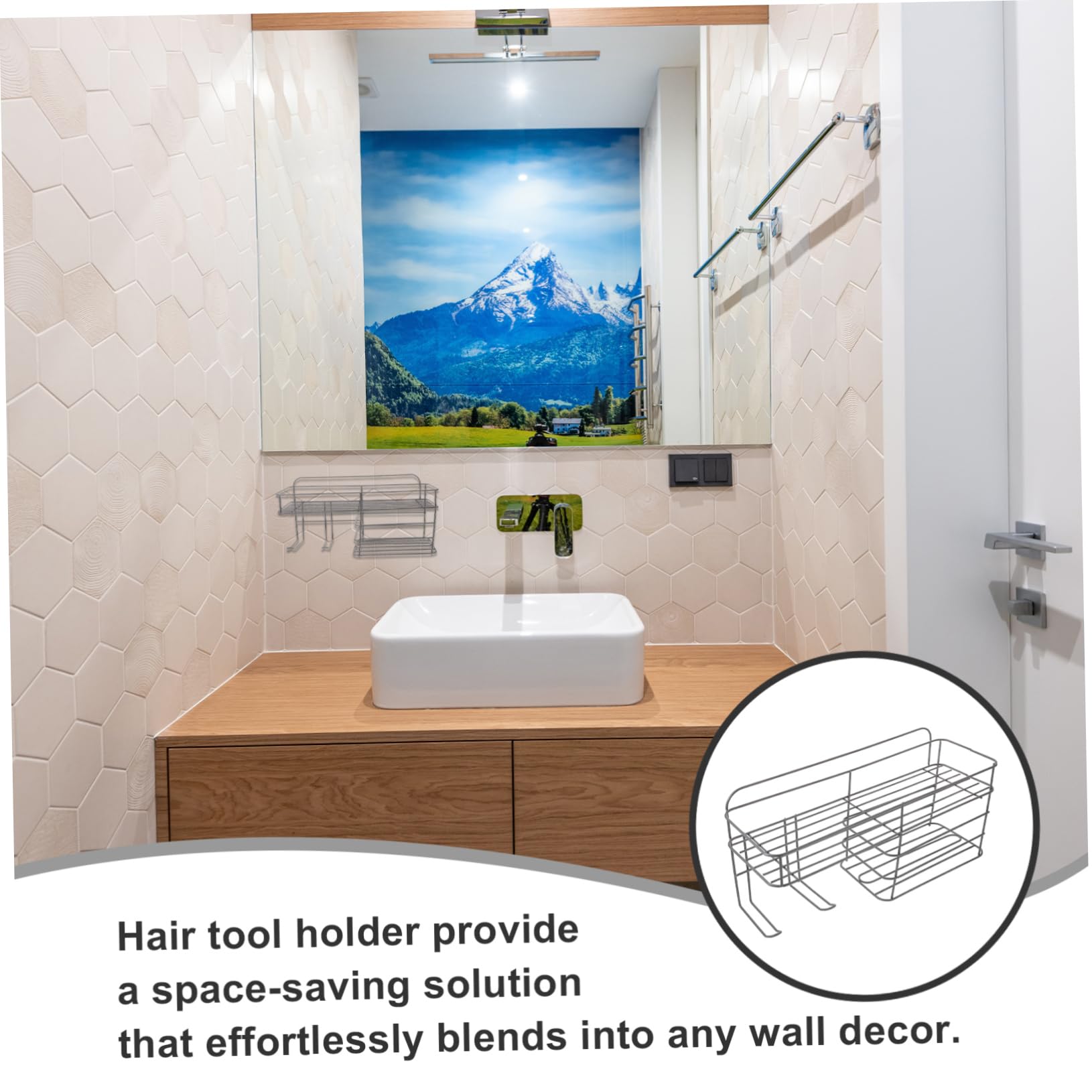 Happyyami Hair Dryer Holder Wall Mounted Versatile Hair Tool Organizer for Curling Irons and Accessories Space Saving Design Easy Installation for Bathroom Wall Storage