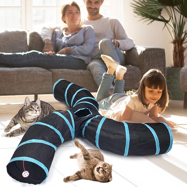 Foto 4 de 8 de Bemodst Túnel para Gatos, 2 vías/3 vías/4 vías/5 vías, Plegable, Juguete para Gatos