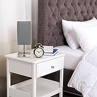 Vista 7 de Simple Designs LT1087-GRY - Lámpara de mesa con carga USB de níquel cepillado pequeño con interruptor de cadena, pantalla de tela gris