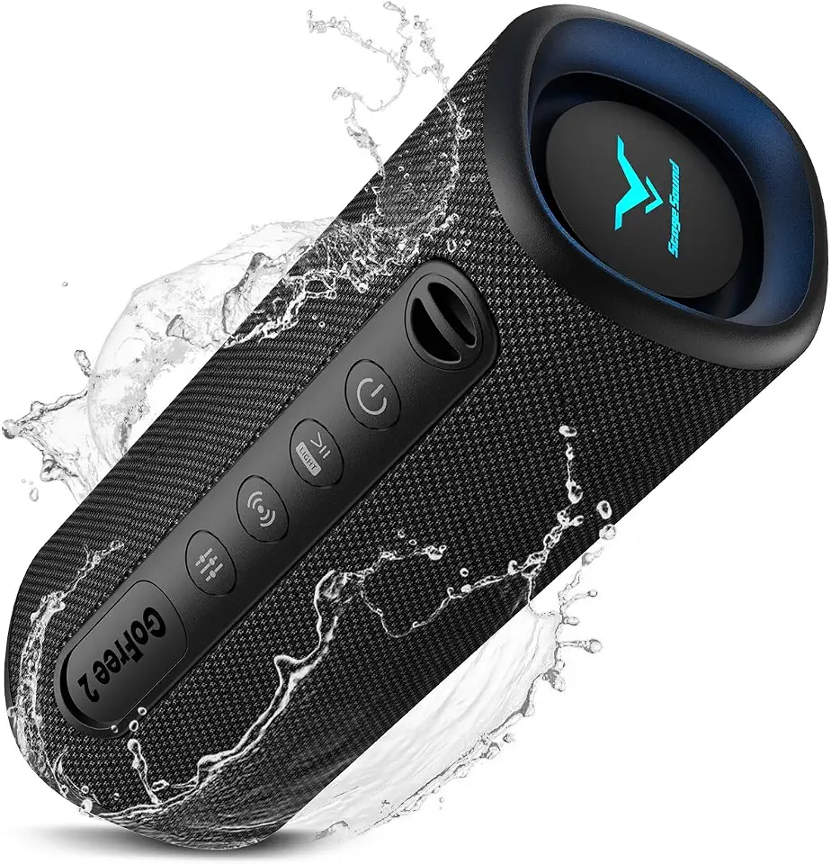 Caixa de Som Bluetooth Portátil GoFree2, Caixinha de Som Potente de 40W Máx com Graves Profundos, IP67 à Prova D'Água, 12H Bateria, Conexão USB e Bluetooth 6.0, Luzes LED para Praia, Piscina e Outdoor