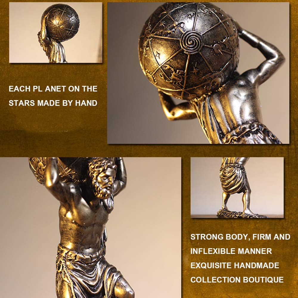 Estatua del Atlas, Bronce Titán Griego Atlas llevando la Estatua del Mundo Dios Romano del Cielo y Escultura Astronómica