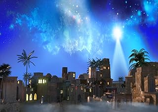 CORFOTO 2.1x1.5m Escena de la Natividad Telón de Fondo Estrella de Navidad Noche Pesebre de Navidad Fotografía Fondo Belén...