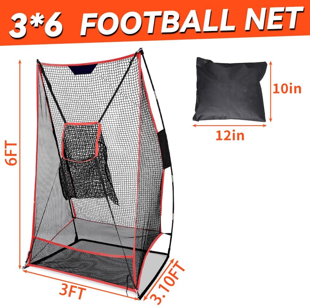 Football Kicking Cage & Practice Net - Portable Target System for Quarterback Passing Drills, Backyard Training Aid with Carry Bag