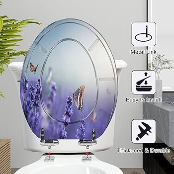 Elongated Toilet Seat Butterflies Lavender Resin Toilet Seat