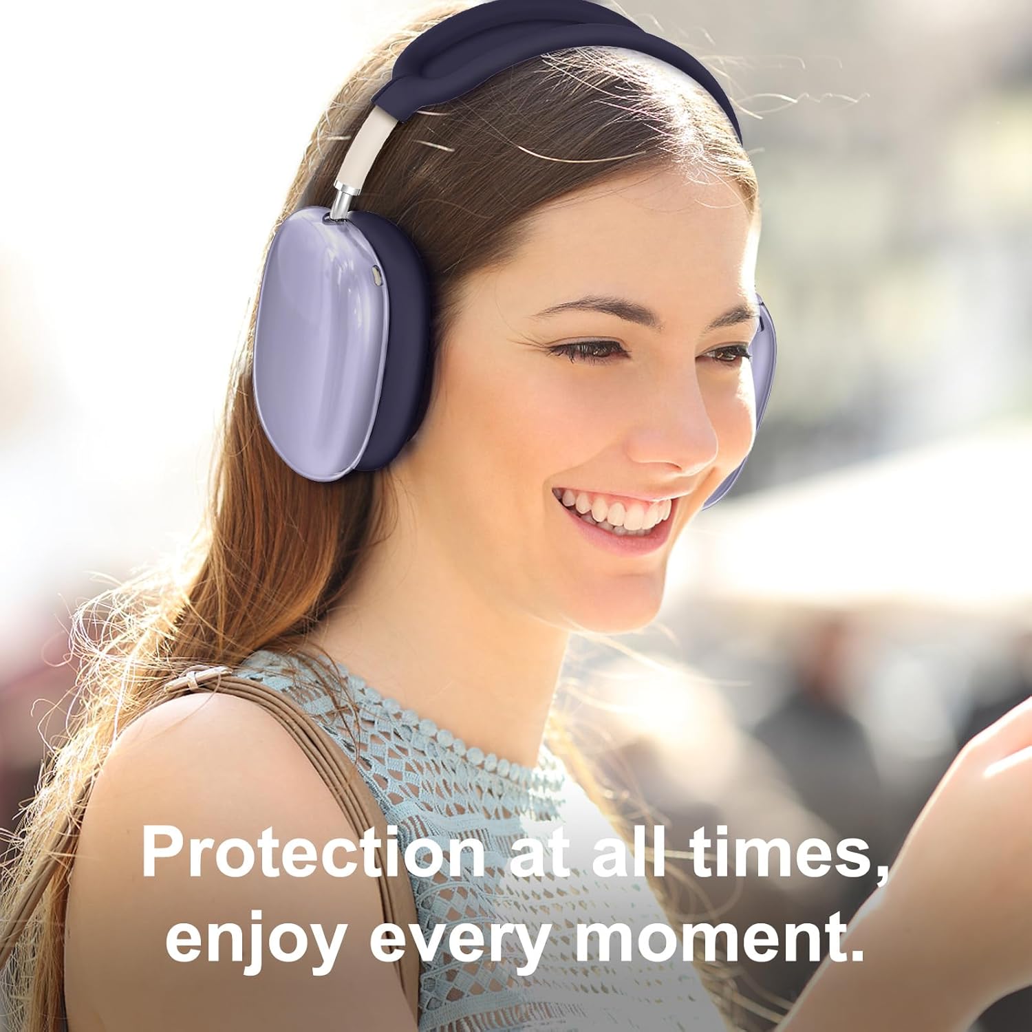 [4 in 1] Silicone Case Cover for AirPods Max, Clear Soft TPU Ear Cups Cover/Ear Pad Case Covers/Headband Covers Transparent Accessories for Apple AirPods Max (2024/2020)(USB-C/Lightning), Dark Purple - Image 6