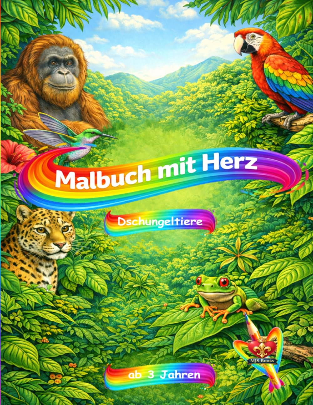 Malbuch mit Herz - Dschungeltiere: ab 3 Jahre