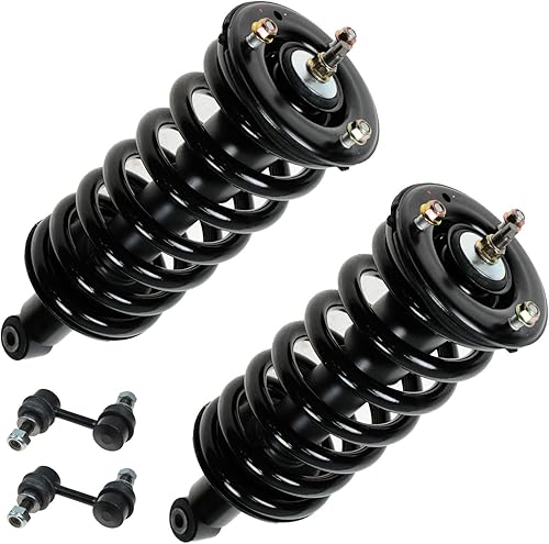 Miniatura 732 de TRQ Kit de suspensión delantera, conjunto de amortiguadores y resortes, barra estabilizadora, enlace estabilizador compatible con Chevrolet