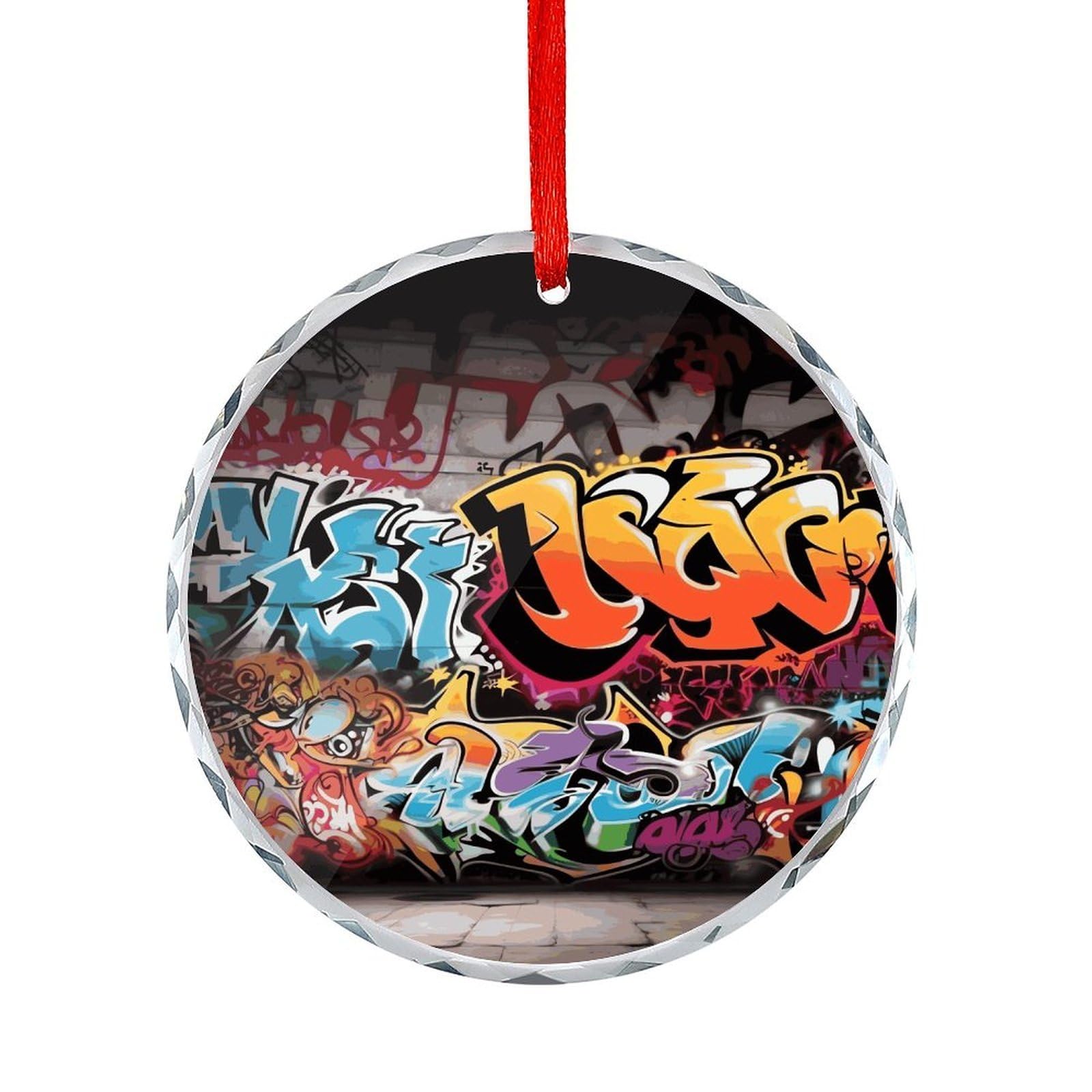Btcowzrv Style Graffiti Hip Hop Round Ornament Hanging Pendant Decor