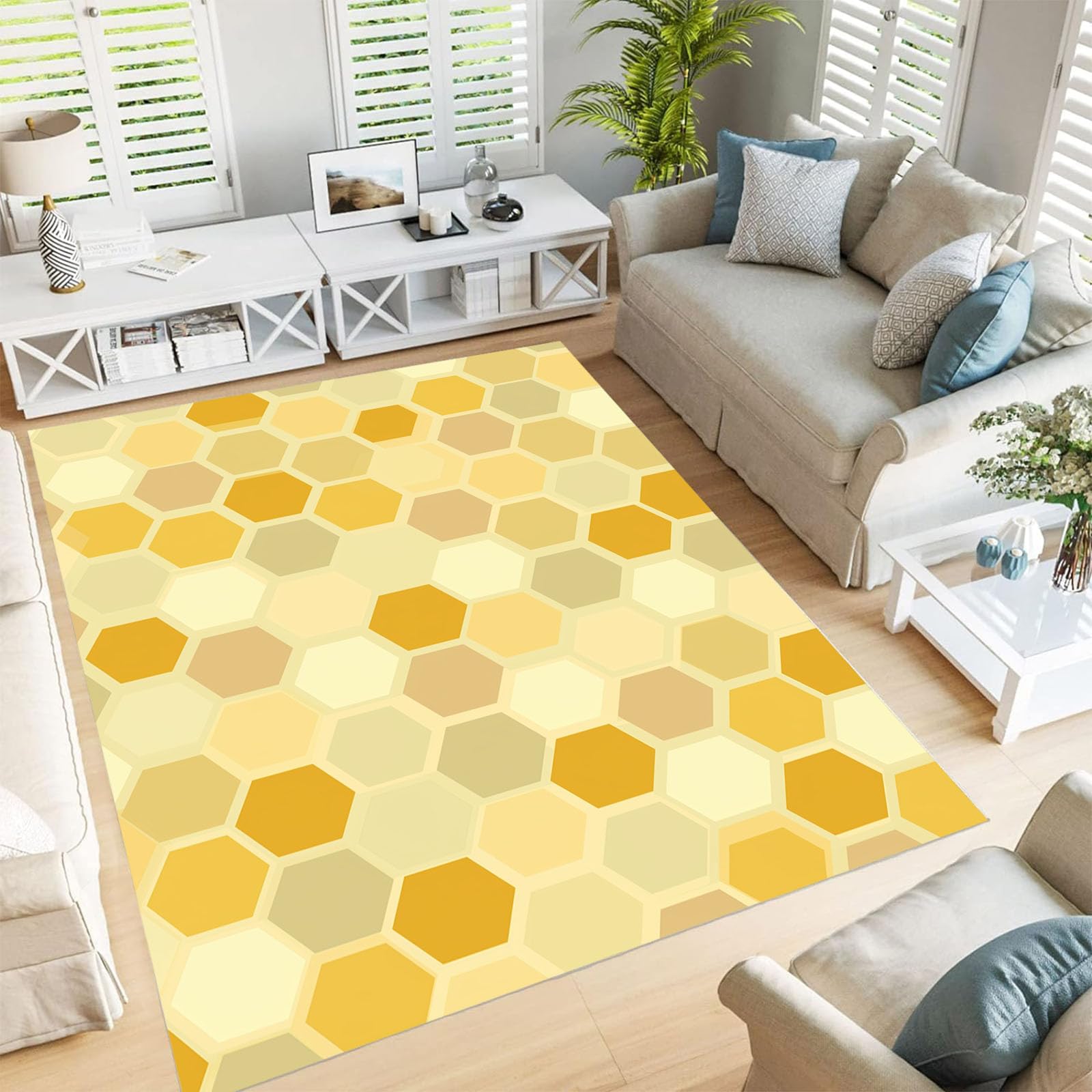 Tapis nid d'abeille gingembre pour une décoration bohème chaleureuse