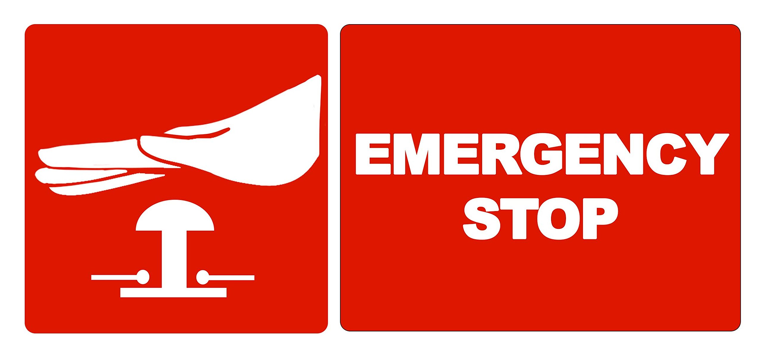 Party Decor 2 X Emergency Stop Switch - Info Sticker Label Sign Removable Self Adhesive Waterproof Durable Vinyl Label Sticker 225Mm X 106Mm