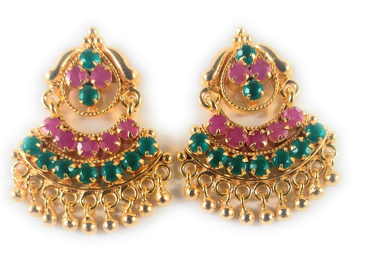 AFJ GOLD One Gram Gold Plated Copper Stone Earring for Women (Multicolour) (B07WN57V9M) Amazon Price History, Amazon Price Tracker
