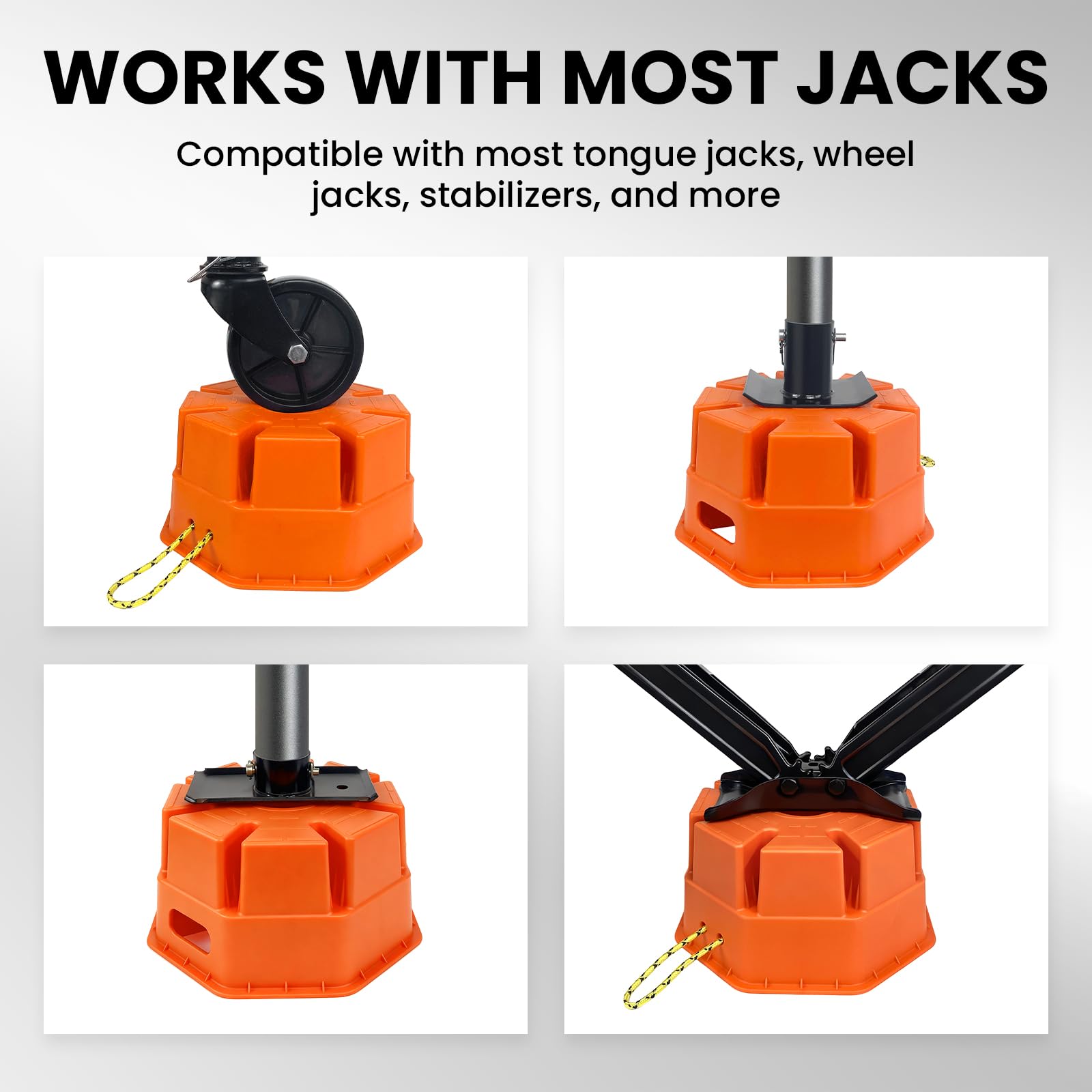 HOXWELL Blok podnośnika przyczepy 15 cm H, 4 sztuki, z torbą, pojemność 18 000 kg, bloki stabilizatora kampera, do każdego podnośnika języka, słupka, stopy, okrągłego kwadratu lub stabilizatora