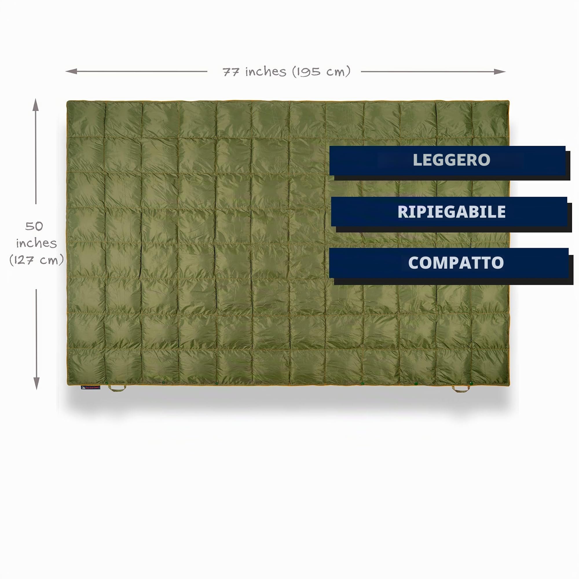 Get Out Gear - Coperta da campeggio doppia, extra imbottita, pieghevole, leggera e calda, ideale per esterni, viaggi, stadio, festival, spiaggia, amaca, trapunta da campeggio impermeabile