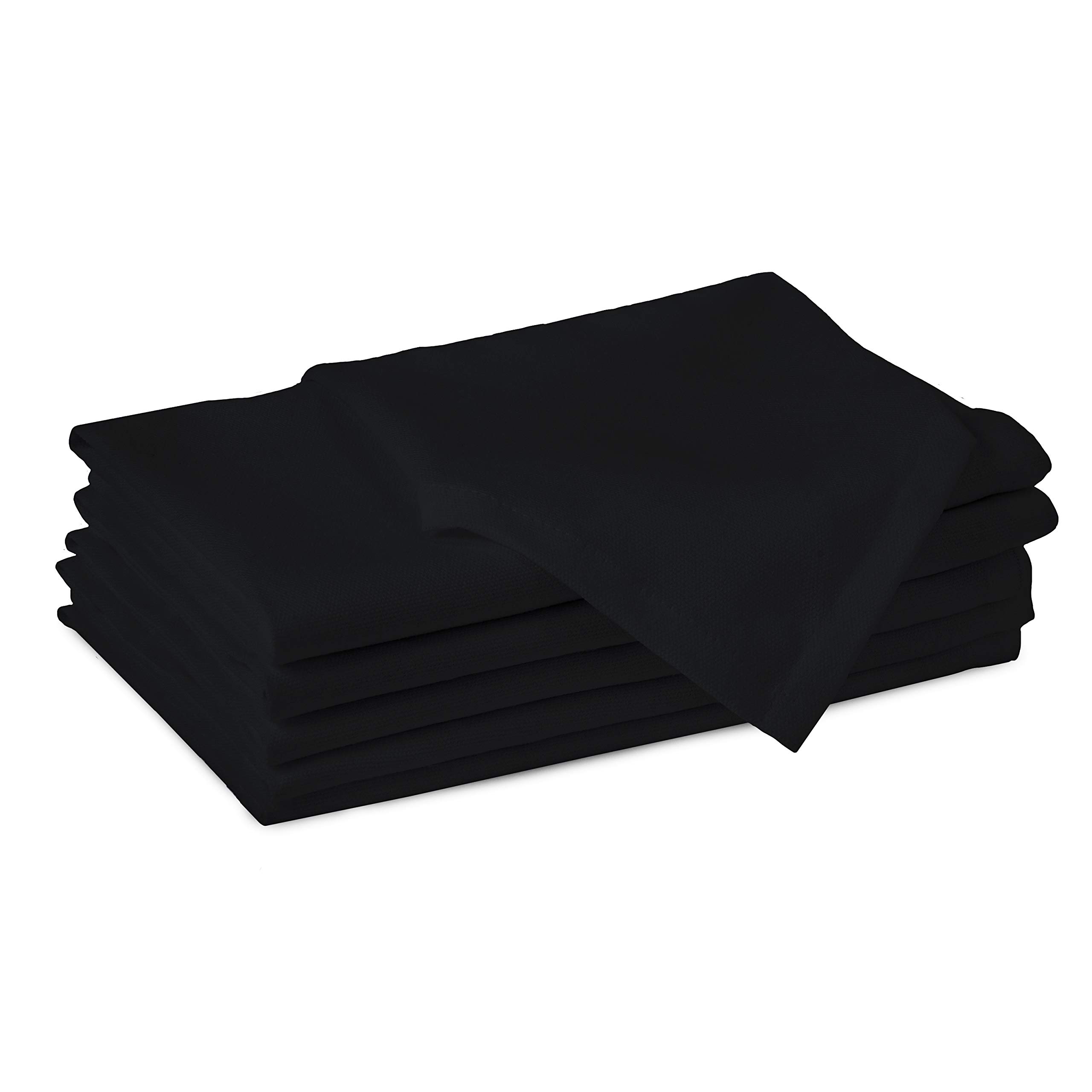 Encasa XO Jet Black Cloth Napkins Set of 6, 17x17 in | Solid Color Cotton Dinner Napkins | Washable & Reusable Wedding Napkins for Holiday Dinners, Party, & Everyday Table Decor — image 1