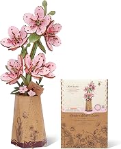 ROBOTIME 3D Wooden Sakura Flowers Jigsaw Puzzle Artificial Flowers Puzzle Building Kits for Adults DIY for Valentine's Day Mother's Day Christmas