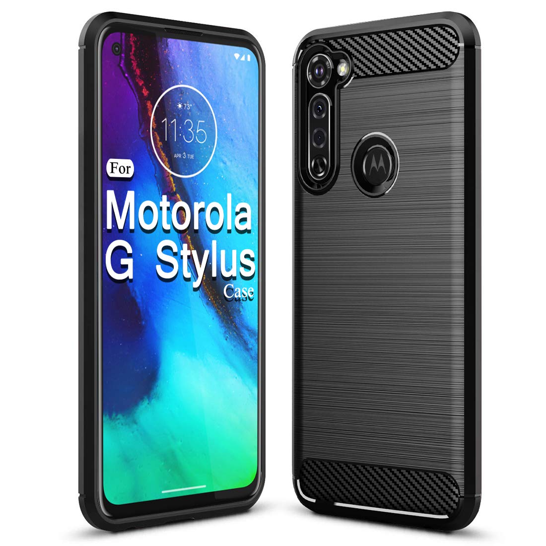 Sucnakp for Moto G Stylus Case TPU Shock Absorption Technology Raised Bezels Protective for Motorola G Stylus(TPU Black)