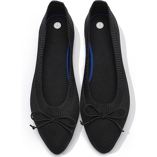 Shupua Women's Flats Black Flats Shoes Pointed Toe Ballet Flats Comfortable Bow Girls Flats Dressy