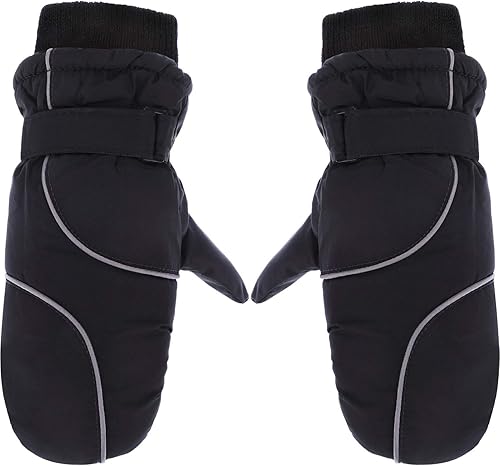 Boao Snow Mittens Winter Ski Mittens Waterproof Warm Cotton-Lined Gloves for Kids