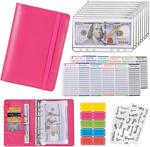 Miniatura 25 de Carpeta presupuestaria sobres de efectivo A6 carpeta de ahorro de dinero con sobres con cremallera (blanco)