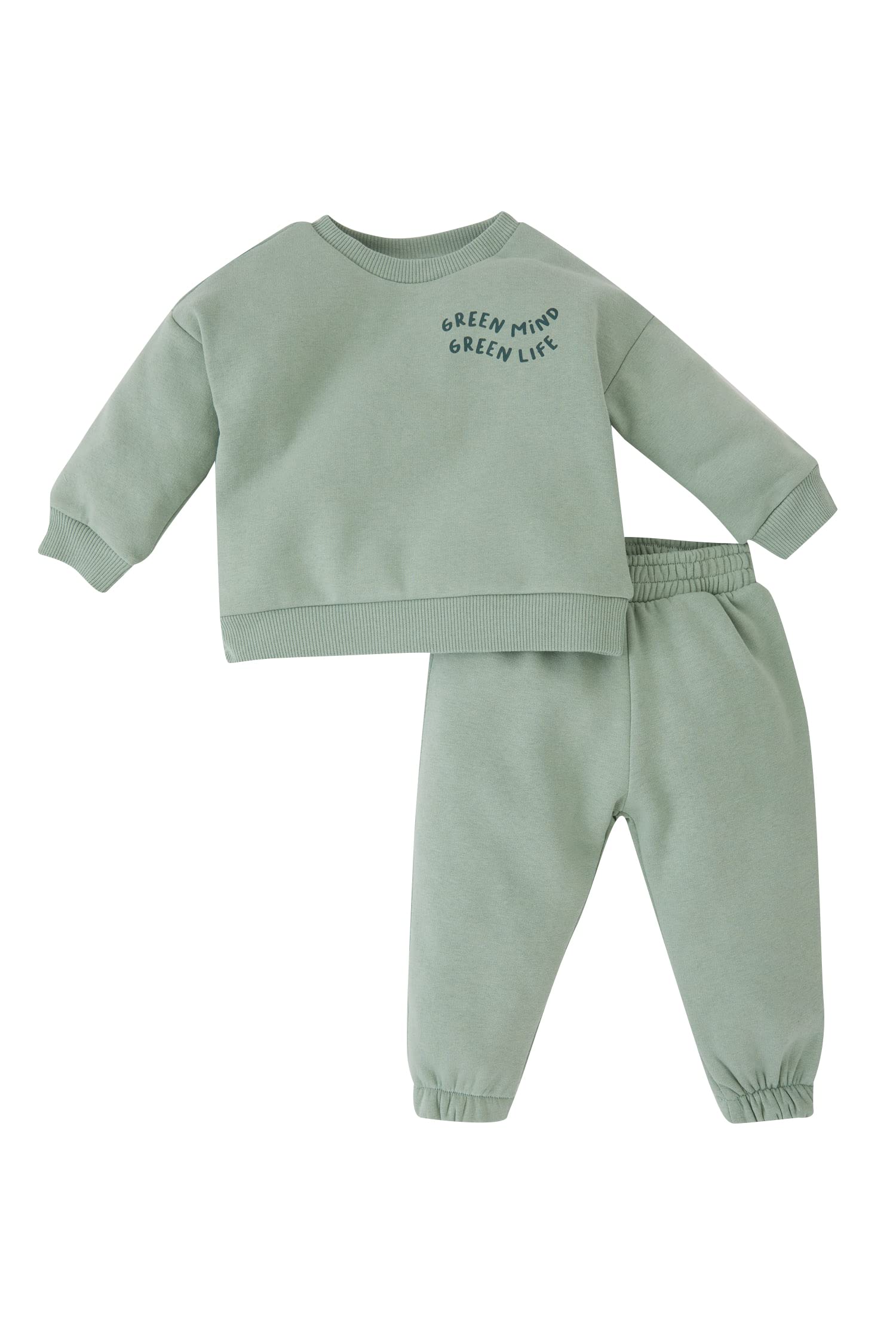 Kız Bebek Kız Bebek Baskılı Sweatshirt Eşofman Alt Takım, Mint
