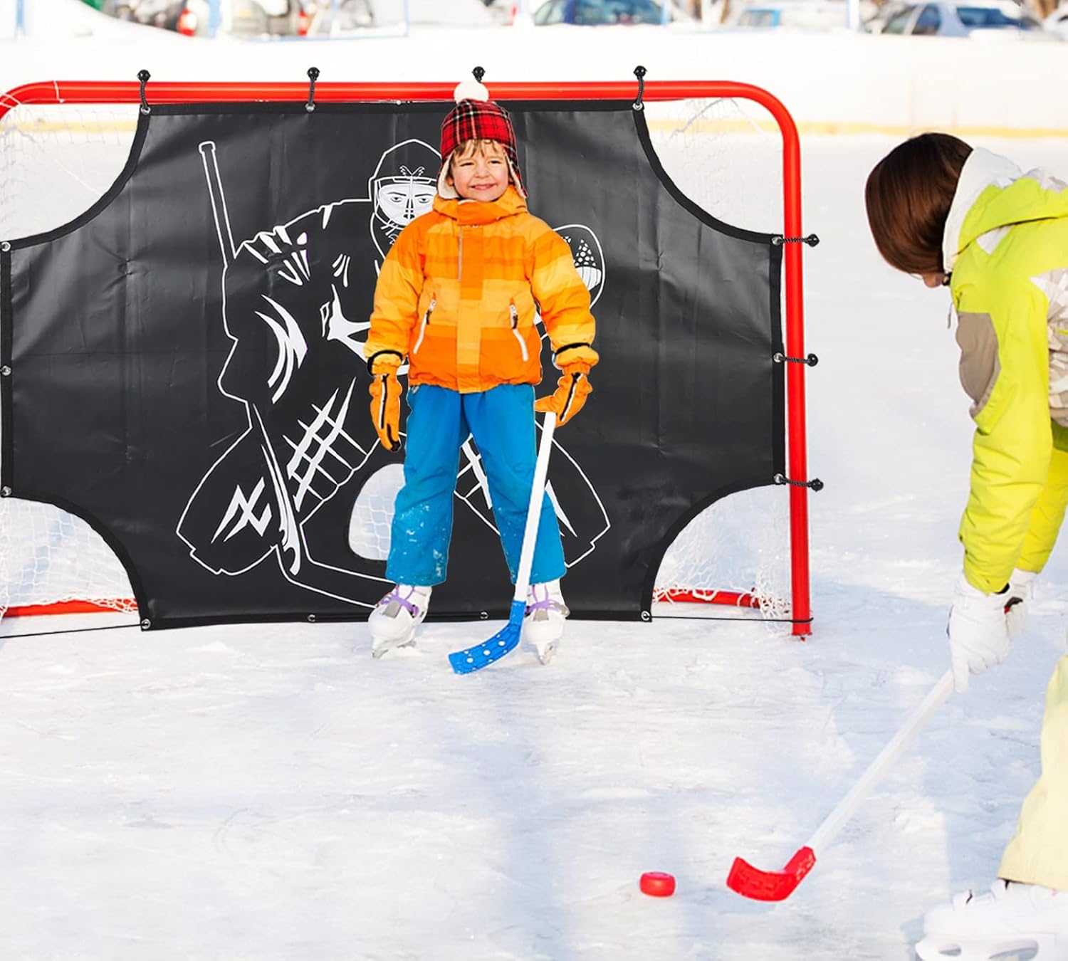 Hockey Goal Target: 72" x 48" Professional & Street Hockey Goalie with 5 Holes Target Durable PVC for Youth