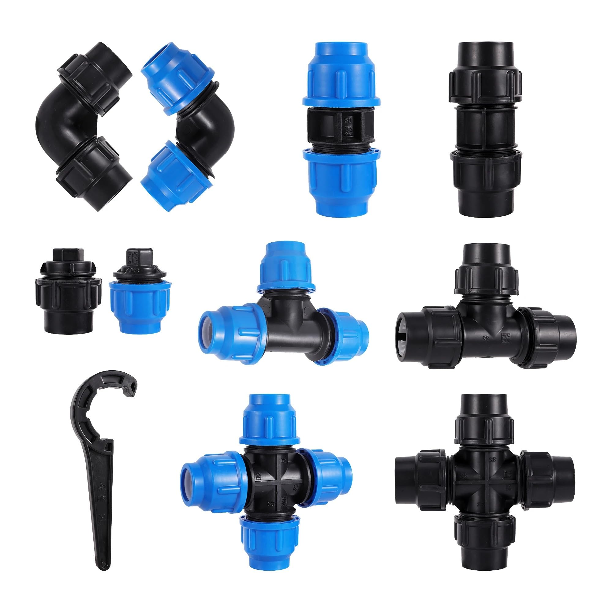 1pcs 40mm PE Pipe Tee Four Way Elbow Connector Garden Agriculture Irrigation Diverter Hose Repair Extender(2729)