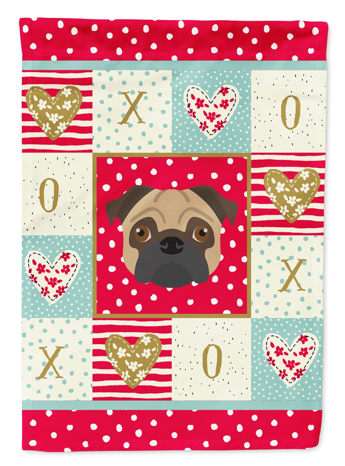 Grand drapeau Pug Love Caroline's Treasures CK5231CHF toile canvas multicolore