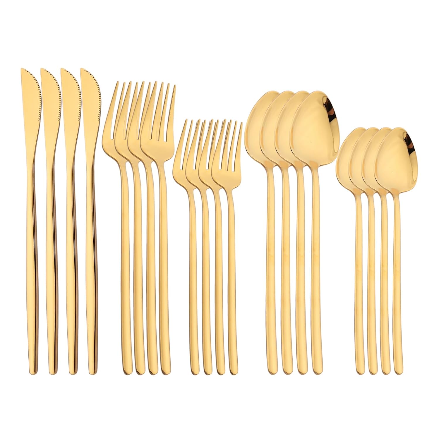 Mirror Gold Cutlery Set 20pcs 18 10 Stainless Steel Dining Tableware Set Include Knife Fork Spoon Service For