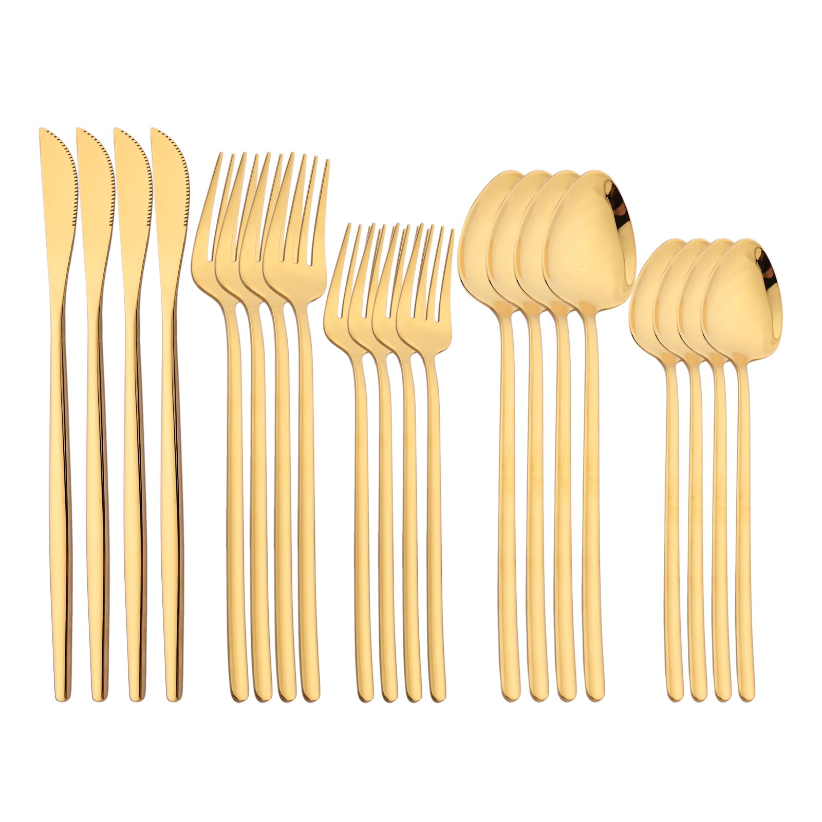 Mirror Gold Cutlery Set 20pcs 18 10 Stainless Steel Dining Tableware Set Include Knife Fork Spoon Service For