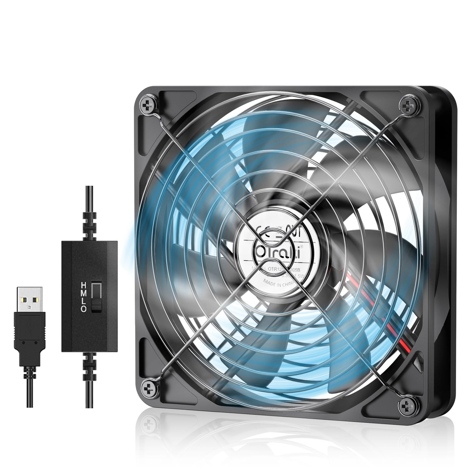 OTraki 120mm USB Ventilador con 3 Velocidades Ajustables, Ventilador Portatil Ventiladores PC Ventilador Pc 5V, Ventiladores Del Radiador Para Ordenador Portátil/Caja De Tv/PS5/PS4