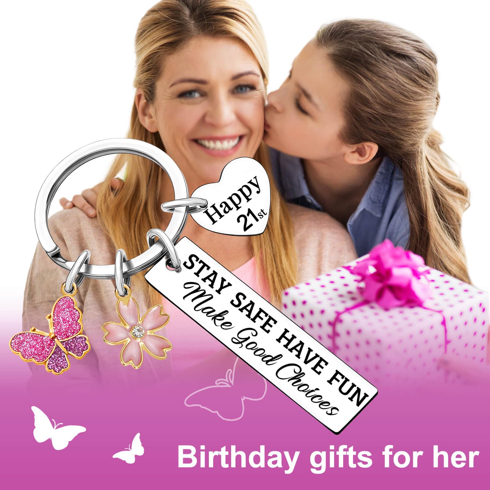 Sweet 16 Gifts for Girls Sweet Sixteen Keychain Happy 16th 18th 21st Birthday Gift for Sister Daughter Party Decorations