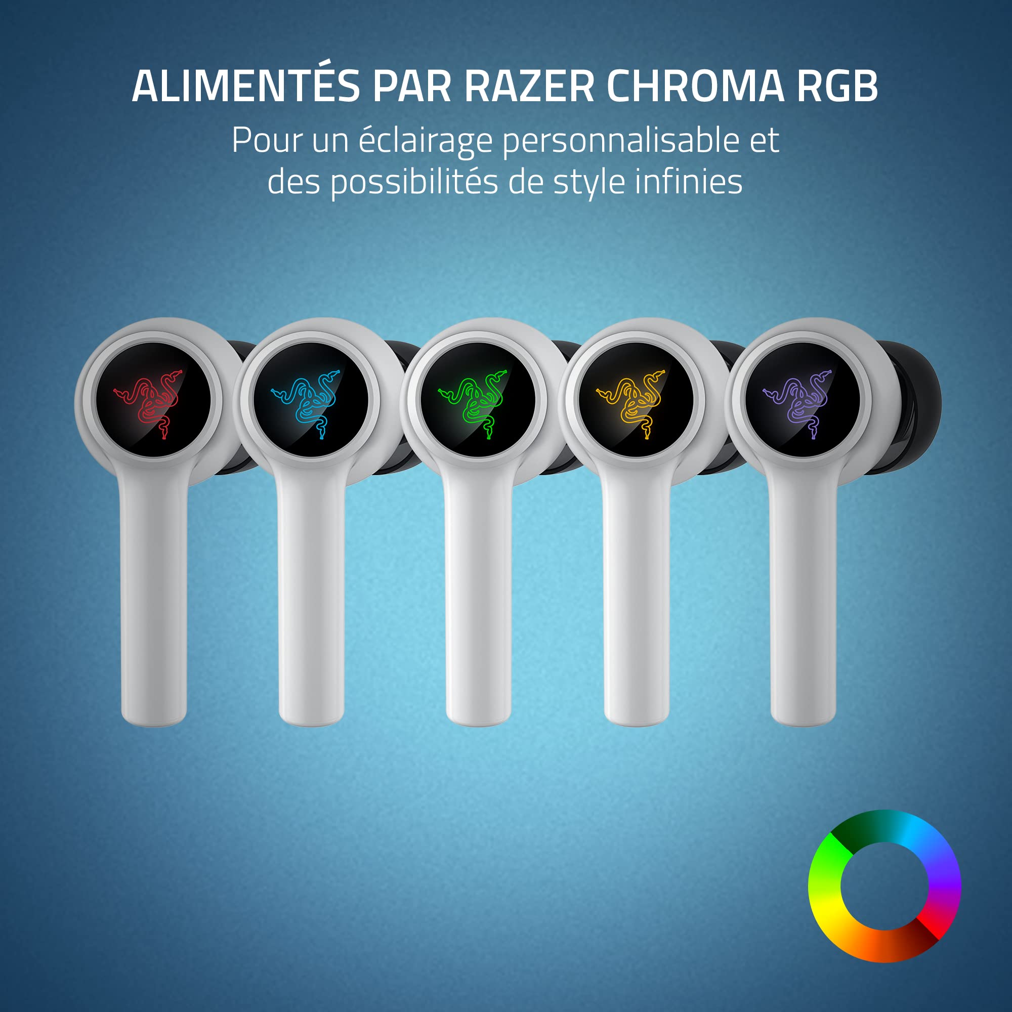 Razer Hammerhead HyperSpeed - Écouteurs Gaming sans Fil Multiplateforme pour PlayStation (Sans Fil HyperSpeed, Réduction Active du Bruit, Bluetooth 5.2, Jusqu'à 30H de batterie) Blanc