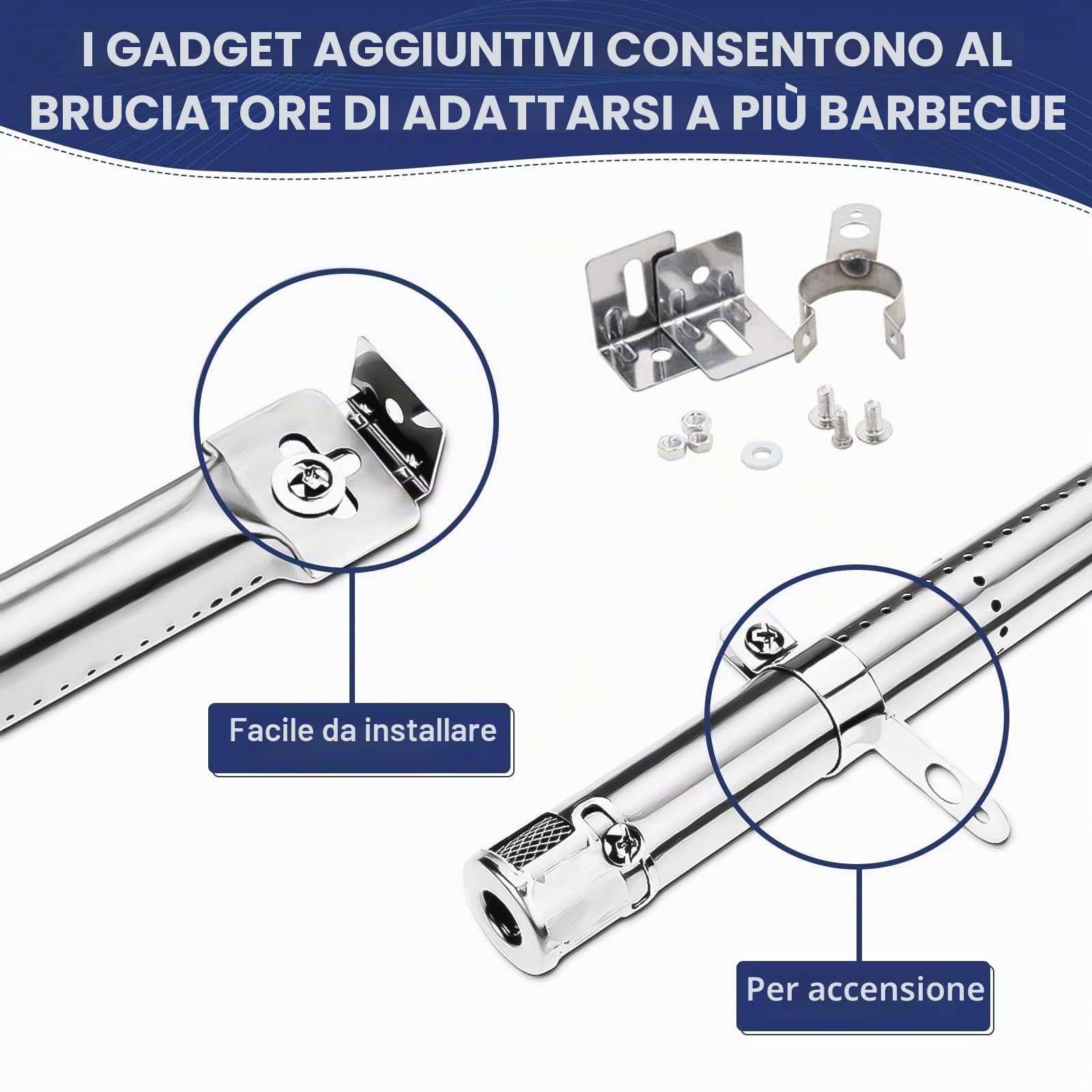 Denmay 31-44 cm Bruciatore regolabile per Landmann, Taino, Enders, per Campingas, Charbroil, per Tepro, Napoleon, tubo bruciatore universale in acciaio inox, pezzo di ricambio, 4 pezzi