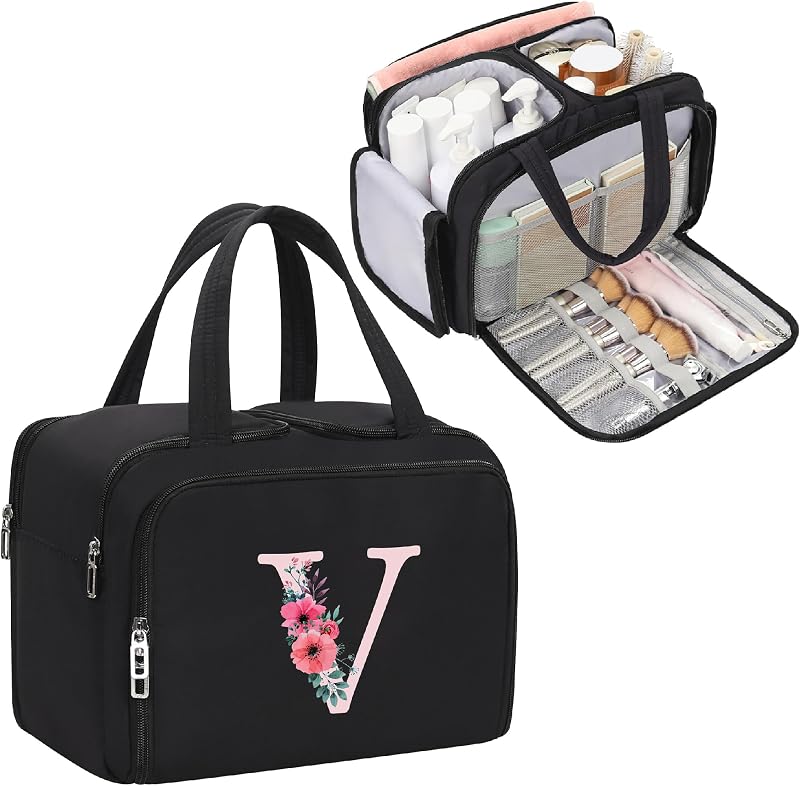 Necessaire de viagem WGEAR com compartimentos e inicial V