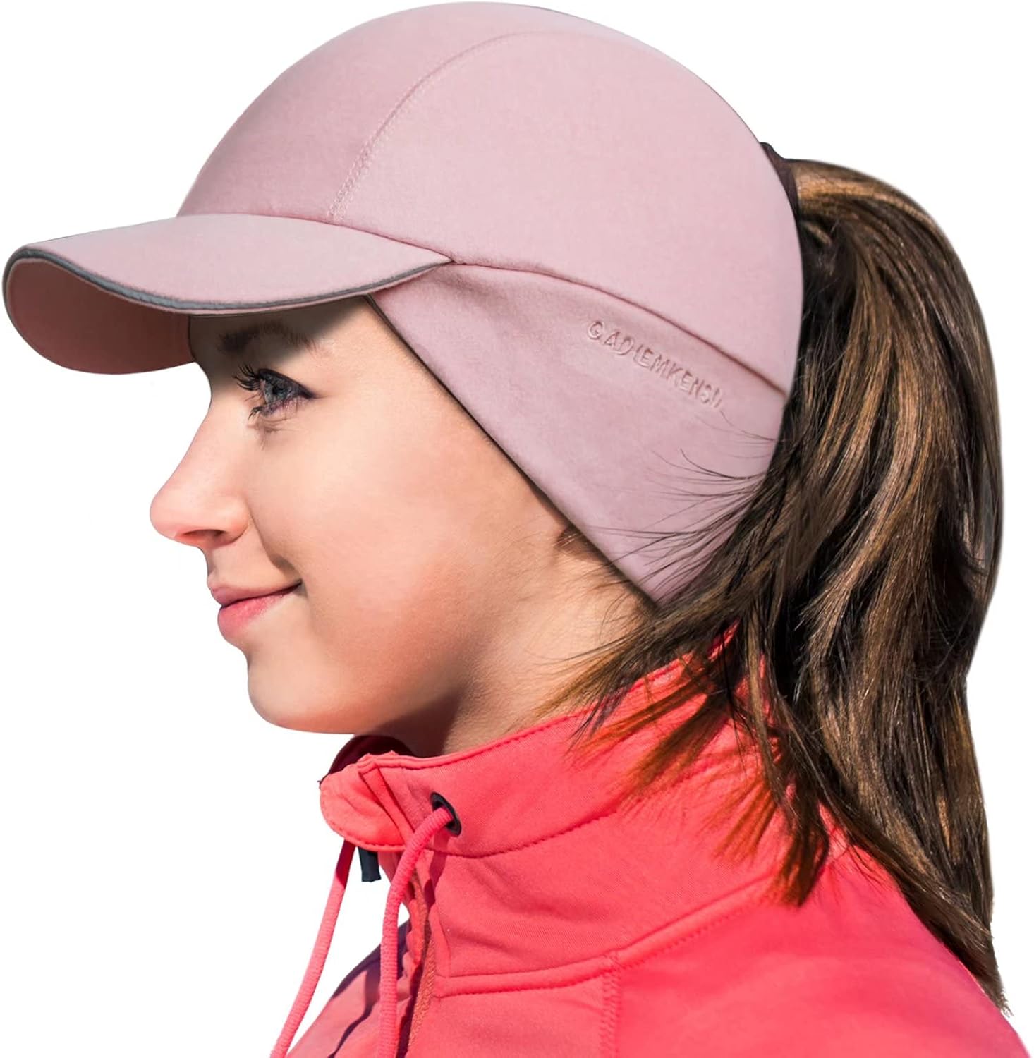 GADIEMKENSD Women's Winter Reflective Fleece Ponytail Hat with Drop Down Ear Warmer