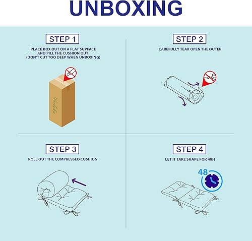 Miniatura 7 de YOOZEKU Cojín copetudo para asiento y respaldo de interiores al aire libre, cojín para silla de patio para todo tipo de clima con lazos, para