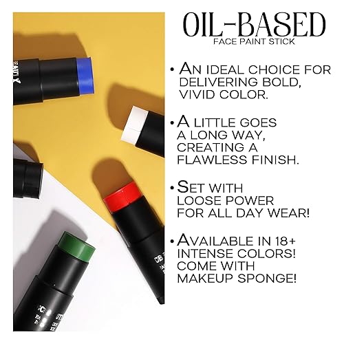 Miniatura 4 de CCbeauty Barra de pintura facial marrón, kit de pintura facial, pintura corporal profesional a base de aceite, maquillaje SFX no tóxico para ciervo,