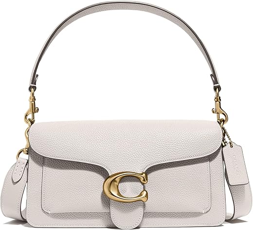 Coach Bolsa de ombro feminina de couro polido malhado 26 Refresh, Giz de Lou, One Size