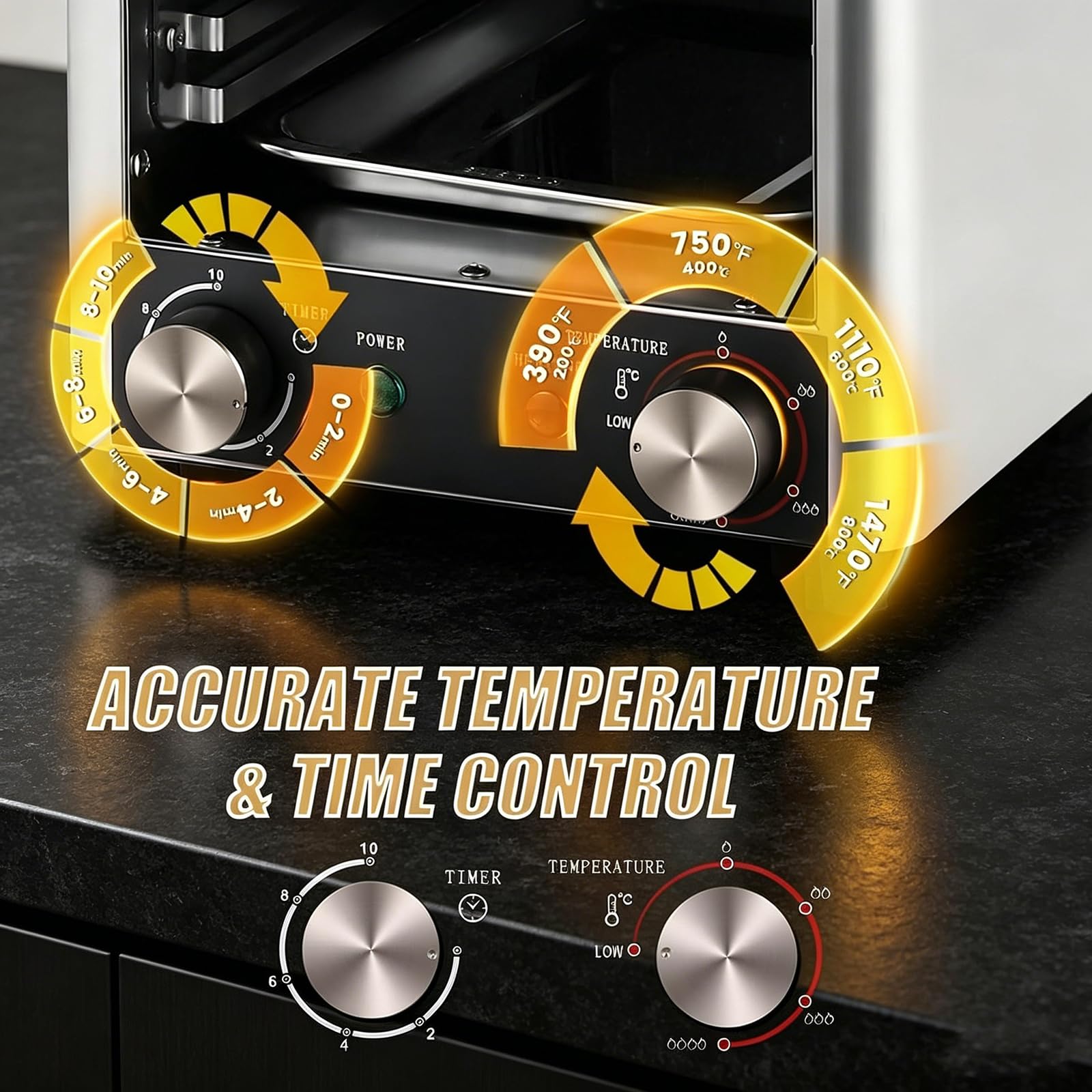 Komercyjny piec do mięsa 1700 W, bezdymny grill ze stali nierdzewnej, szybkie podgrzewanie 5 minut, regulowana temperatura od 200 do 800 ℃, 10-minutowy timer
