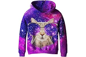 Girls Galaxy Fleece Pockets Sweatshirts Jacket Pullover Hoodies