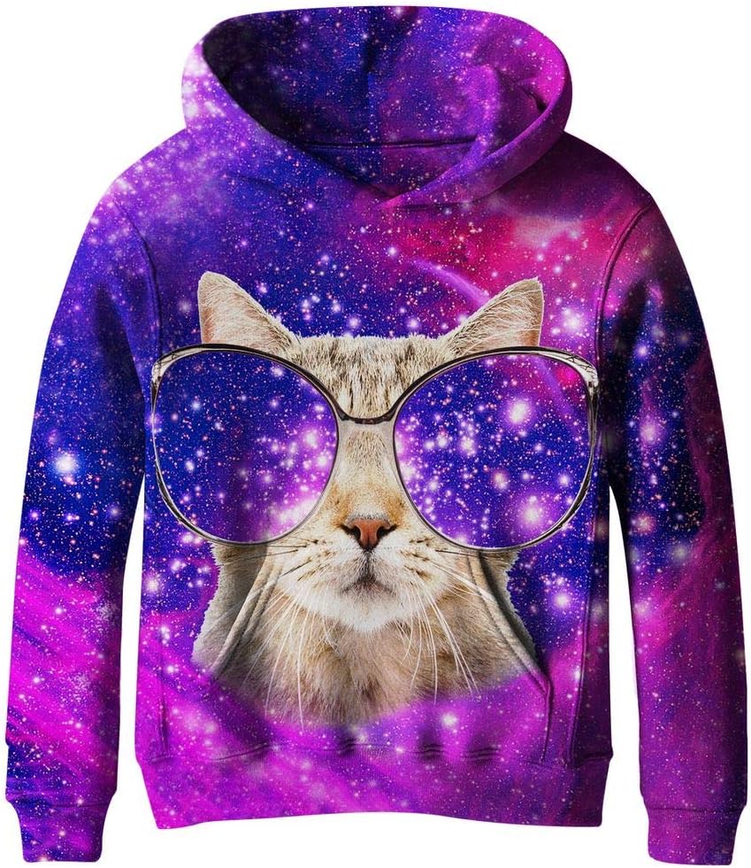 SAYM Big Girls Galaxy Fleece Pockets Sweatshirts Jacket Pullover Hoodies