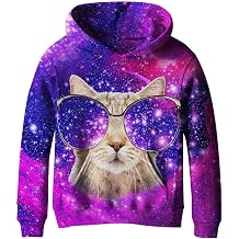 SAYM Big Girls Galaxy Fleece Pockets Sweatshirts Jacket Pullover Hoodies