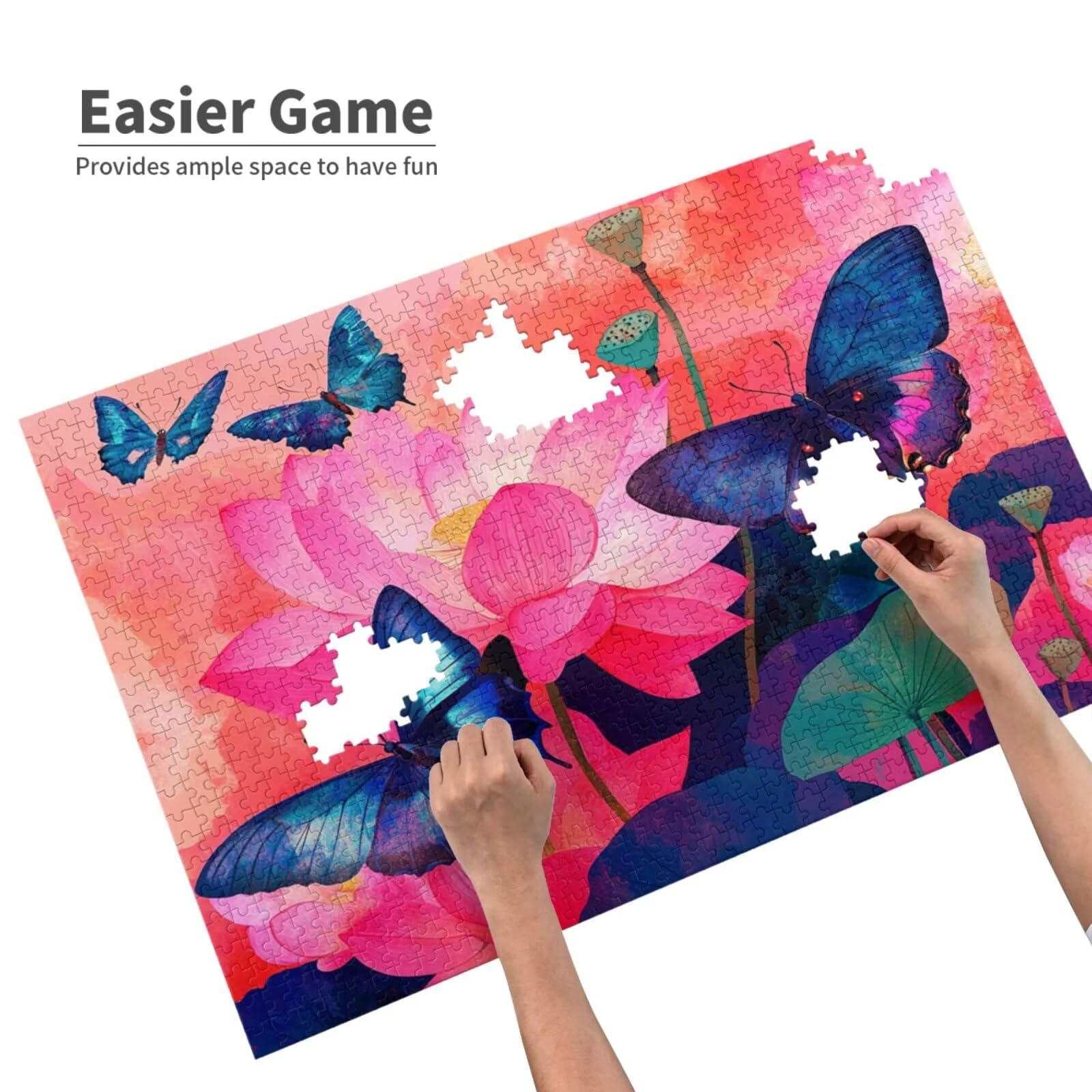 Puzzle motyl, 1500 elementów, puzzle lotosu dla dorosłych, z pudełkiem na prezent, "zrób to sam", duże drewniane puzzle dla dorosłych, gra zręcznościowa dla całej rodziny, prezenty dla kobiet, 87 x 57