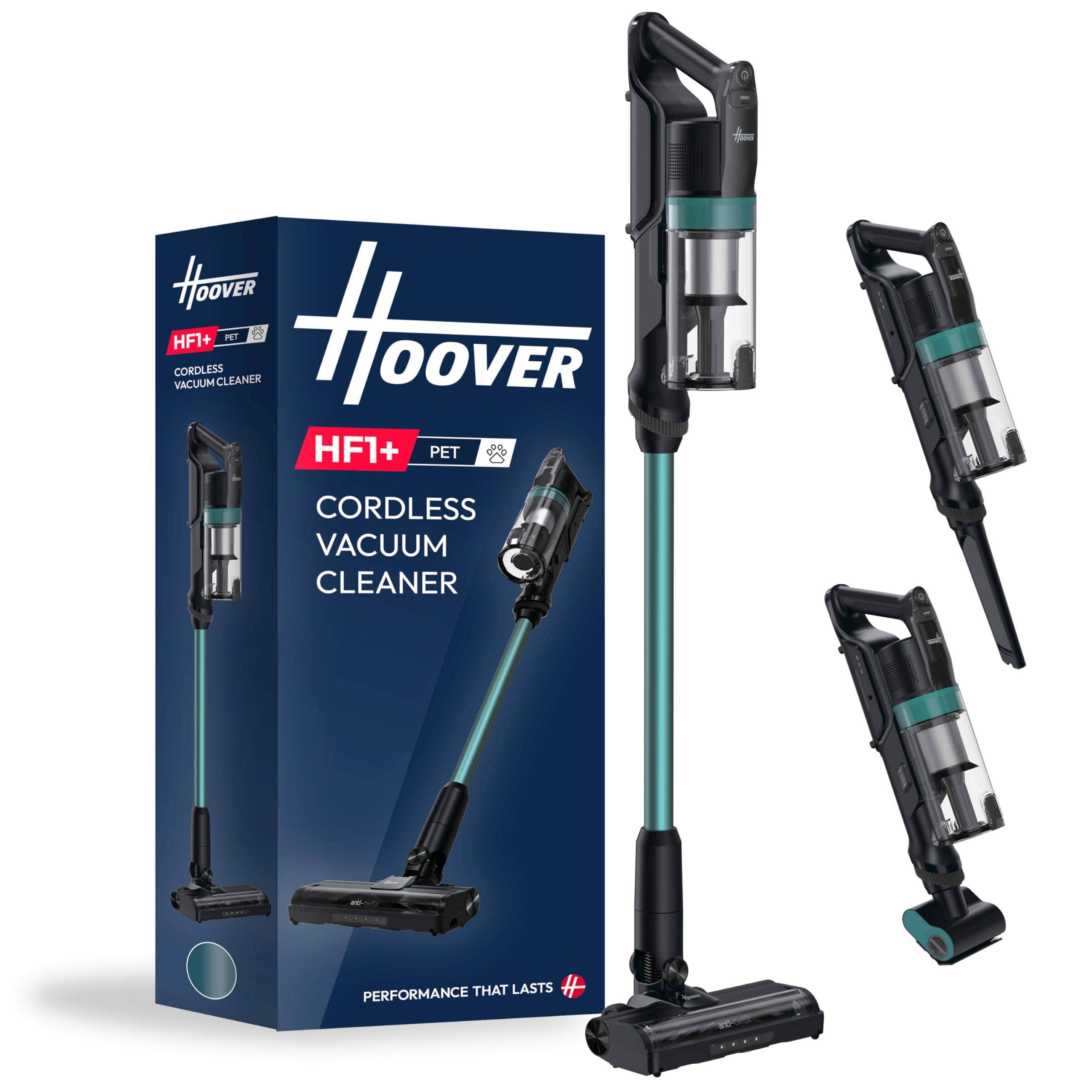 Hoover HF1 Plus Pet Cordless Stick Vacuum Cleaner with Anti Hair Wrap, Turbo Suction Mode, Up to 45min Runtime, with Motorised Pet Tool, Multi-Floor Nozzle and Crevice Tool [HF1P10P]