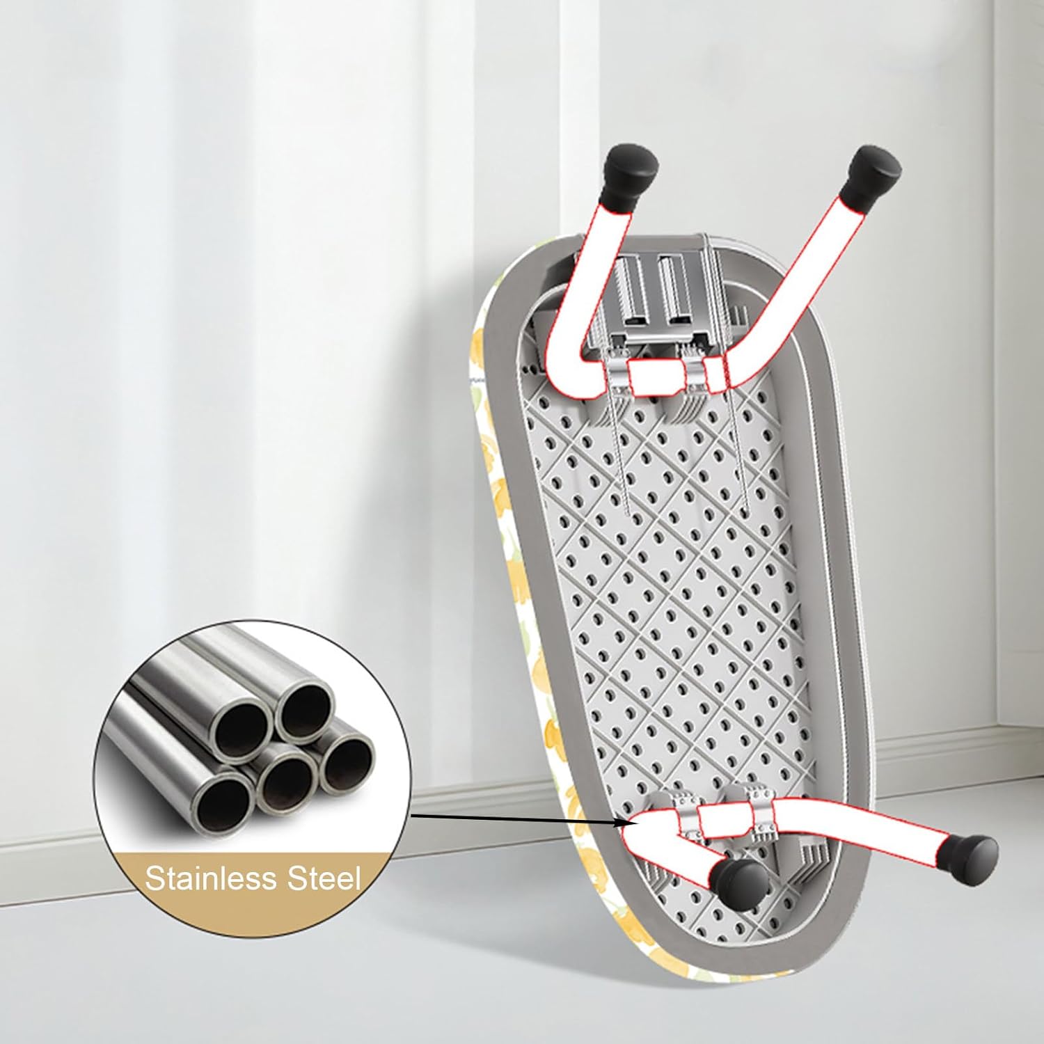 Small Ironing Board, Portable Table Compact Ironing Board 60x37cm Ironing Surface Stable Foldable Small Iron Board with Sleeve Iron Board, Retractable Iron Holder