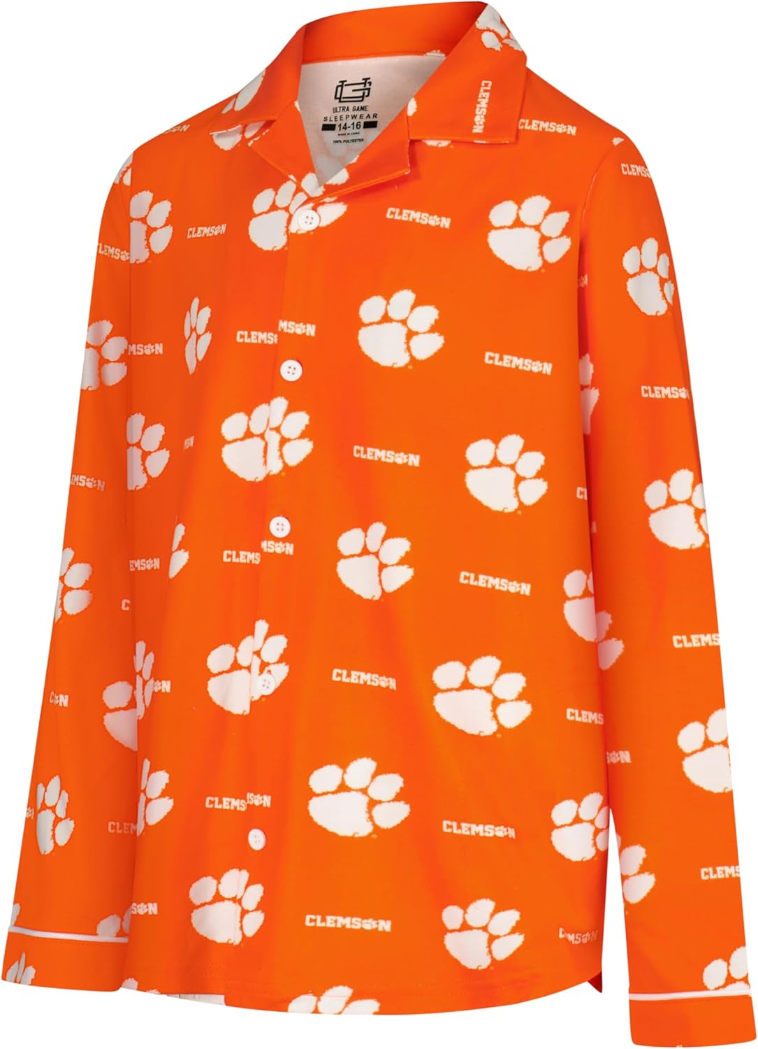 Ultra Game Youth NCAA Official 2-Piece Super Soft Button Down Pajamas Set - Image 2