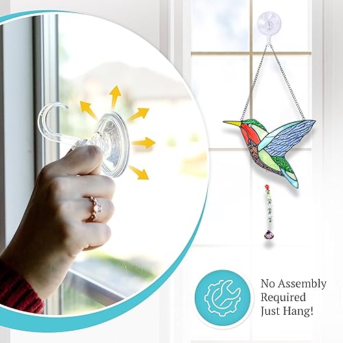 Miniatura 4 de Atrapasoles para colgar vitrales, pájaros de vitral, luz de cristal real, atrapasoles, decoración de colibrí, decoración de vitrales, atrapasoles