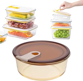 One-Handed Opening, One-Handed Easy-Pull Food Storage Box, High Borosilicate Glass Food Lunch Box, Suitable For Refrigerator, Microwave, Oven, Air Fryer (Circle 650ml)